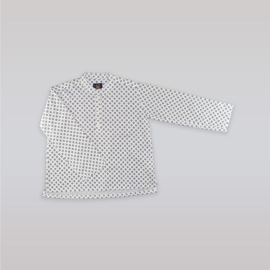 Unruly Blue Boys Diamond Dot Mandarin Collar Dress Shirt