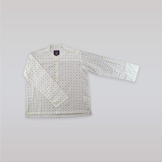 Unruly Blue Boys Green Dot Shirt with Stylish Mandarin Collar