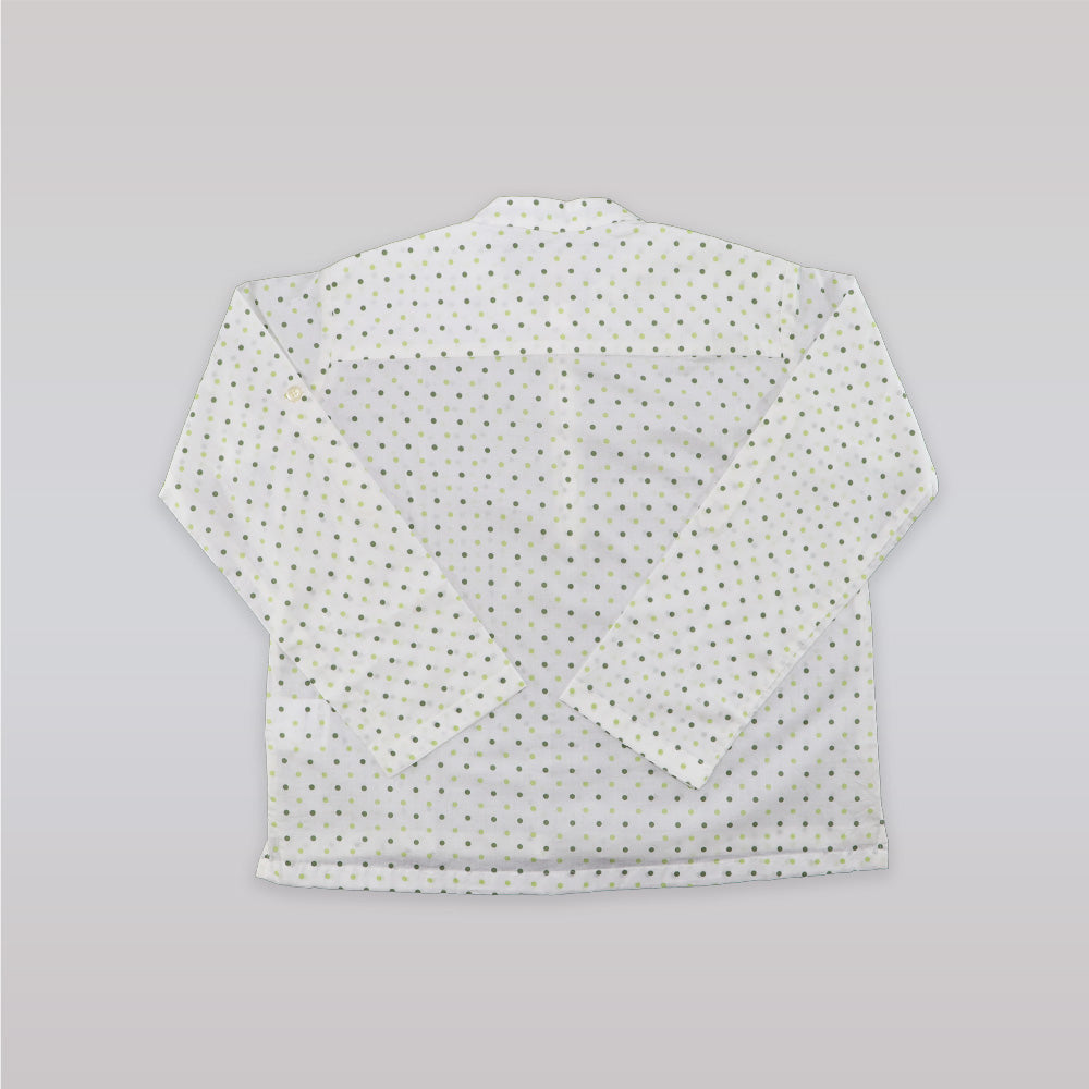 Unruly Blue Boys Green Dot Shirt with Stylish Mandarin Collar