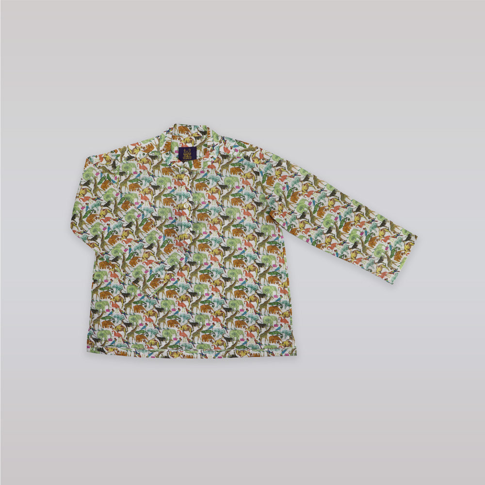 Unruly Blue Boys Multi Safari Print Cotton Short Sleeve Shirt