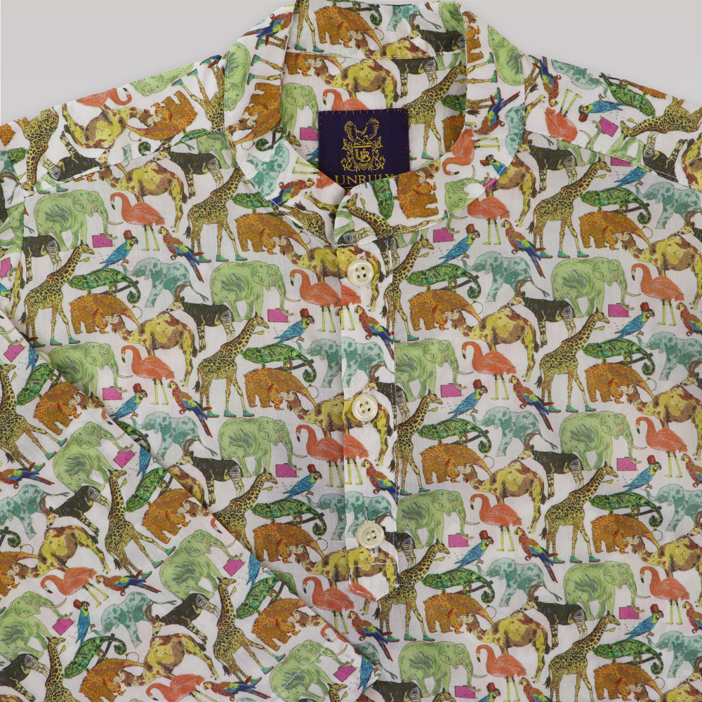 Unruly Blue Boys Multi Safari Print Cotton Short Sleeve Shirt