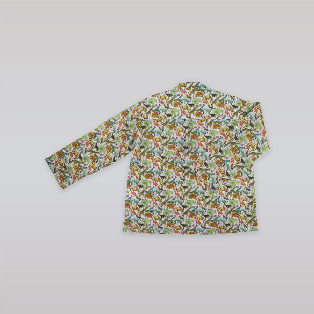 Unruly Blue Boys Multi Safari Print Cotton Short Sleeve Shirt