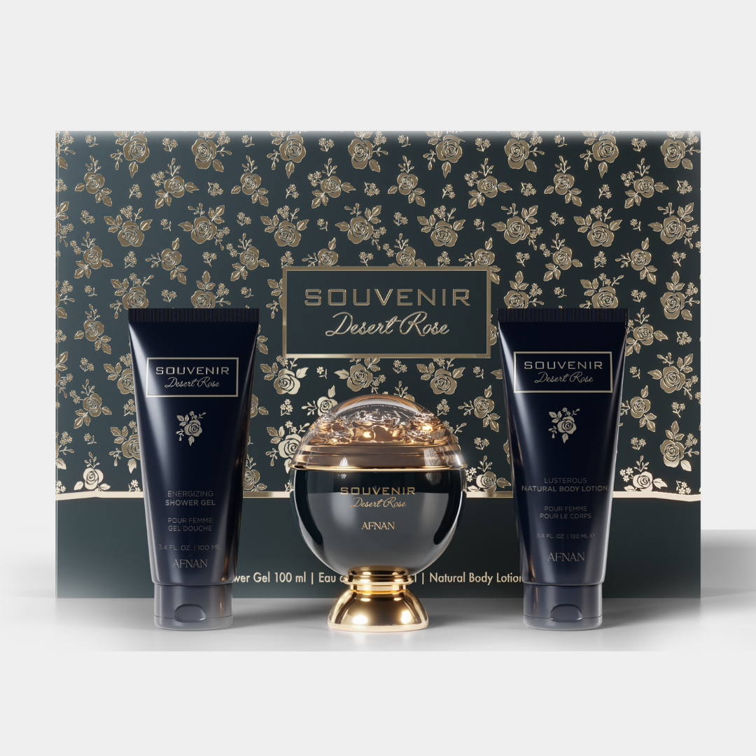 Afnan Souvenir Desert Rose Luxury Unisex Perfume Trio Gift Set