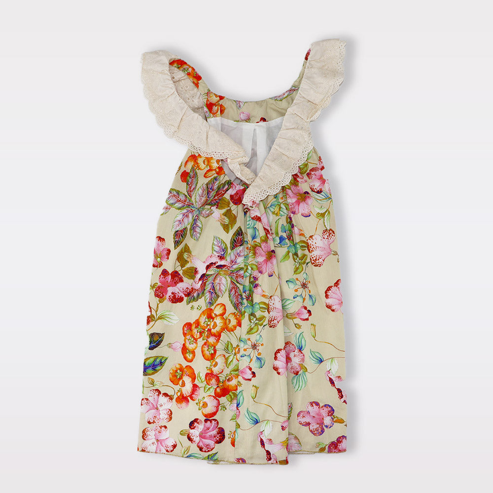 Nanos Baby Girls Floral Print Cotton Vestido Party Dress