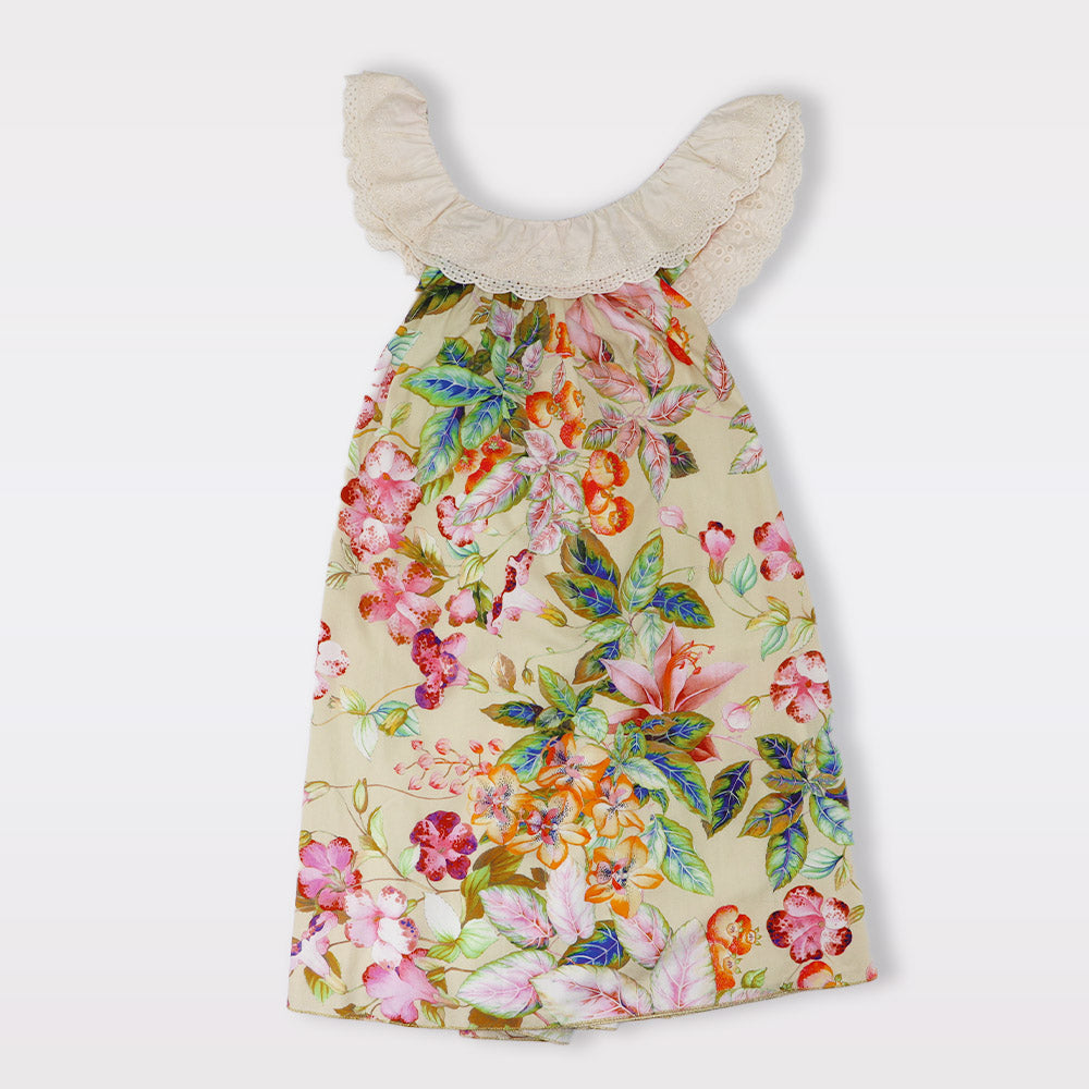 Nanos Baby Vestido Elegant Floral Print Sleeveless Dress for Girls
