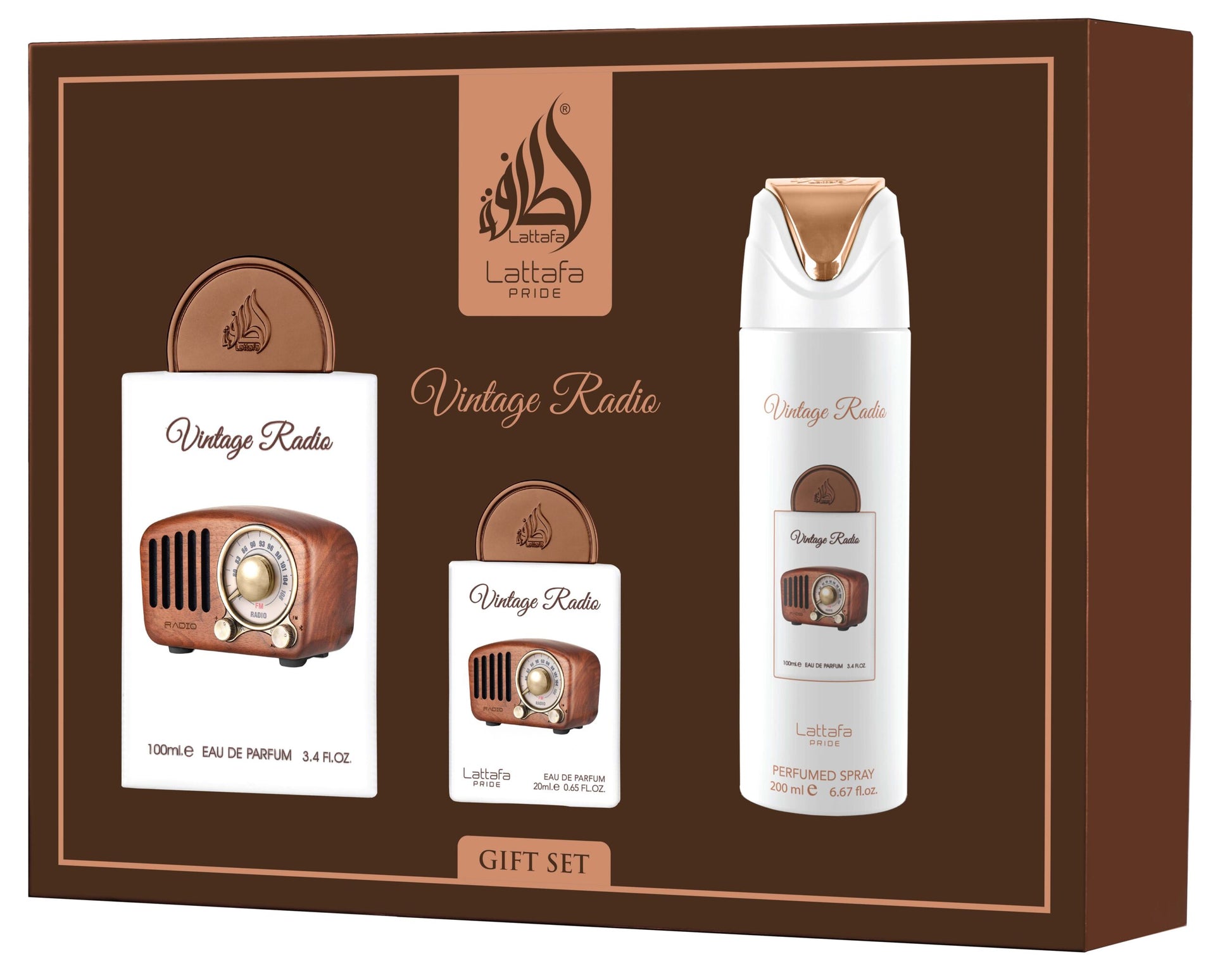 Lattafa Pride Vintage Radio 3-Piece Luxury Fragrance Gift Set