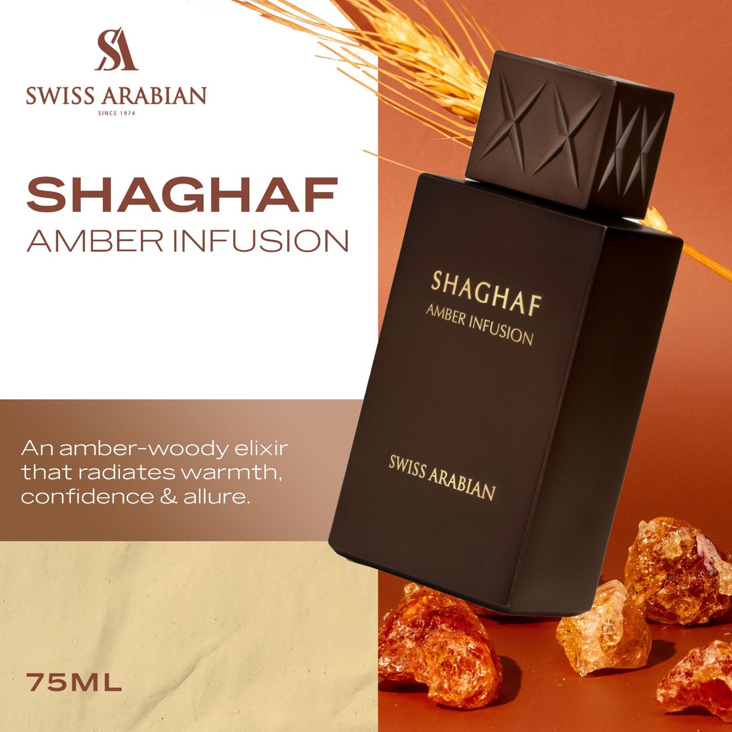 Shaghaf Amber Infusion Warm Spicy Long Lasting Luxury Perfume