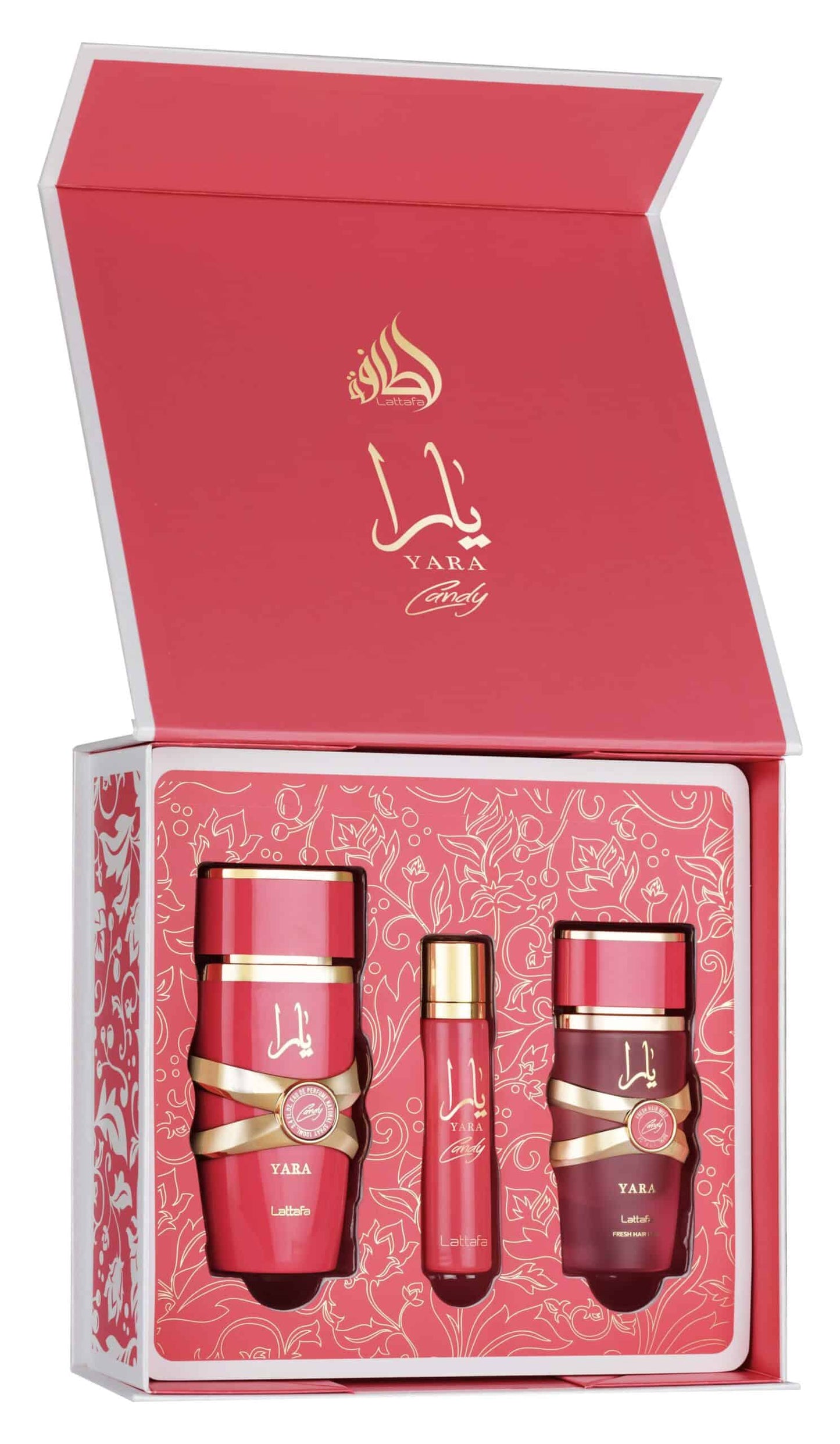 Lattafa Yara Candy Luxury Gift Set with EDP Hairmist and Oil