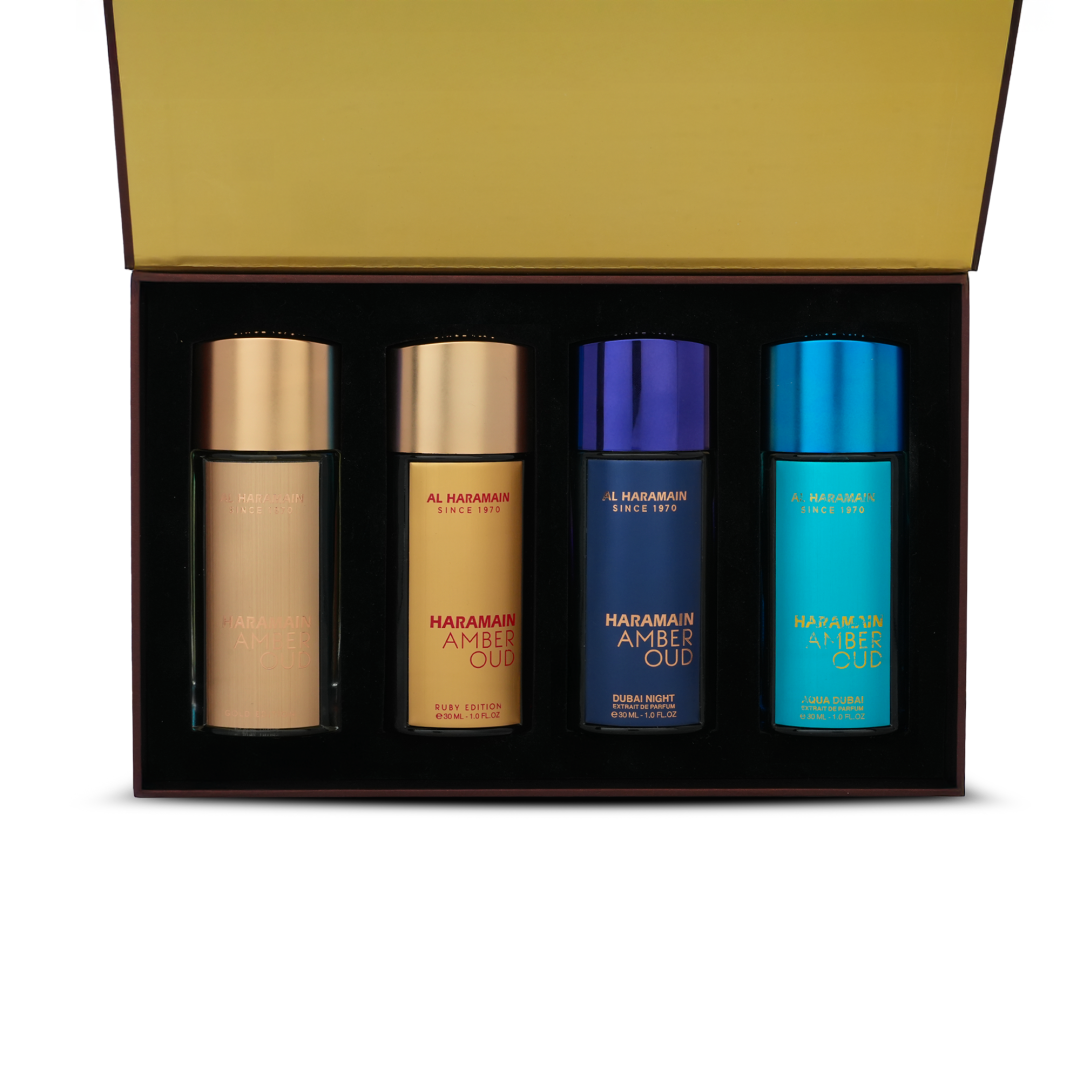 Haramain Amber Oud Unisex Travel Set 4 x 30ml Fragrance Collection