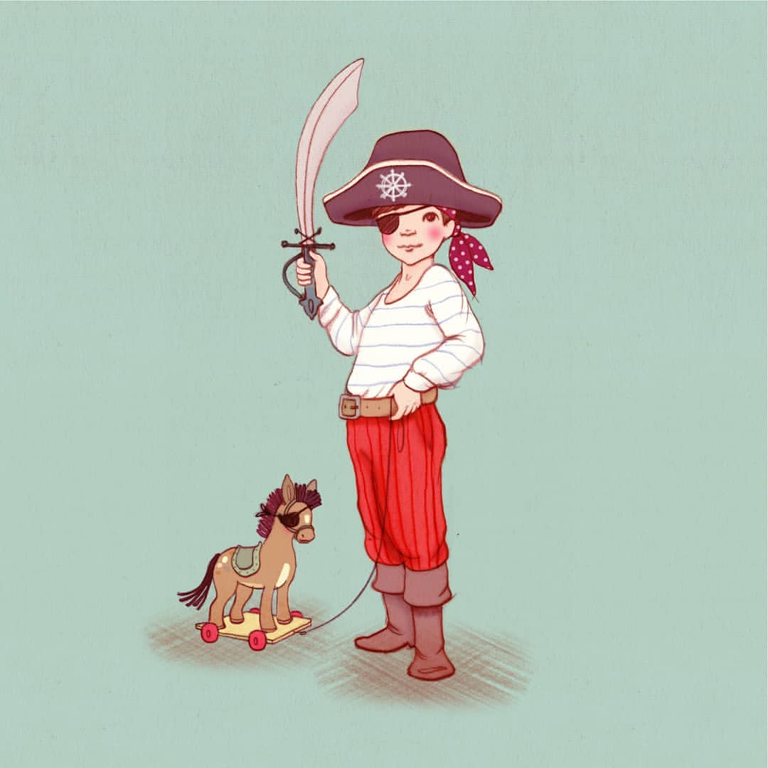 Belle & Boo Little Pirate Signed Giclee Art Print