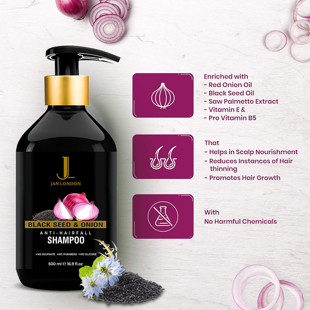 Jan London Blackseed and Onion Anti Hair Fall Cleansing Shampoo 500ml