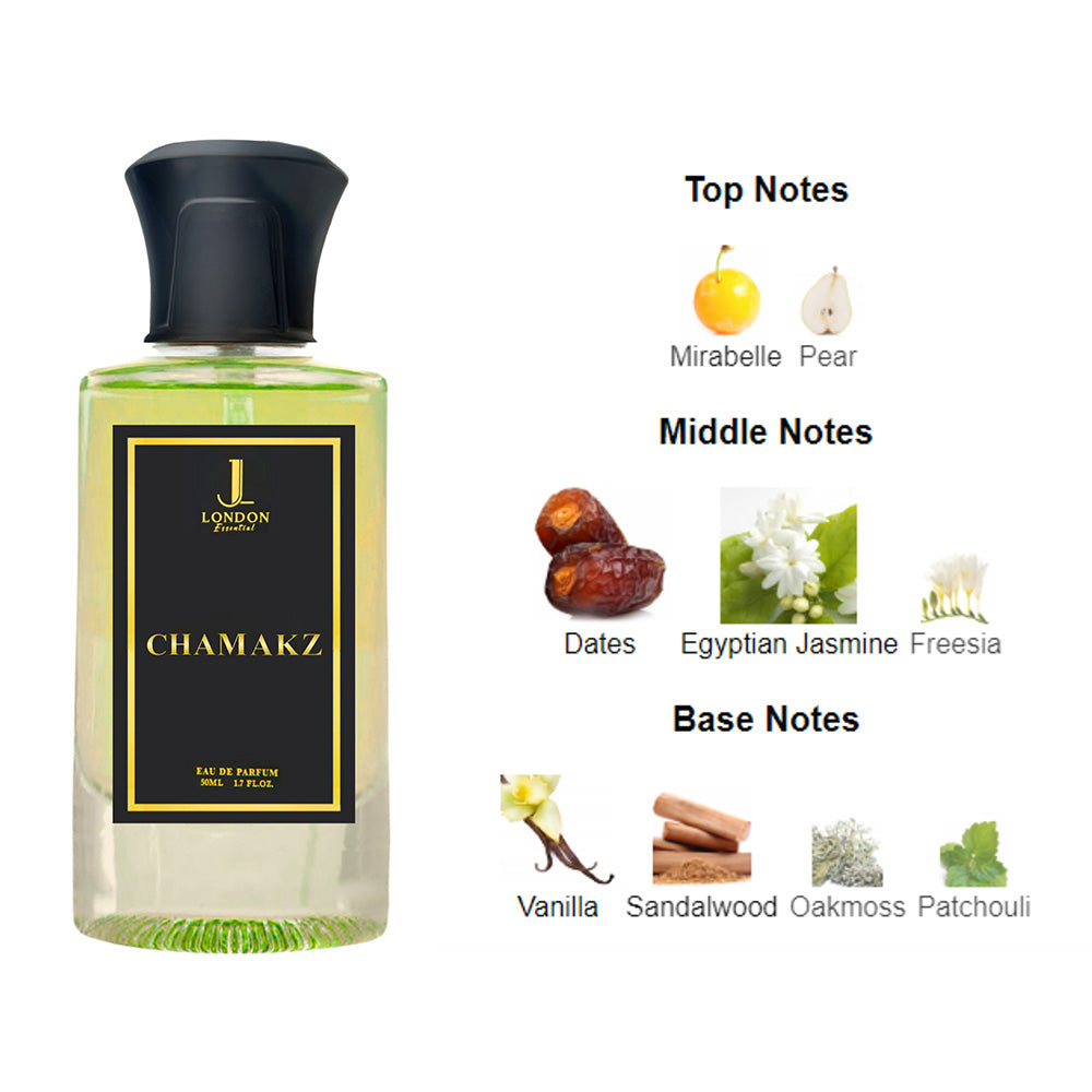 Chamakz Eau de Parfum Elegant Fruity Floral Fragrance for Women 50ml