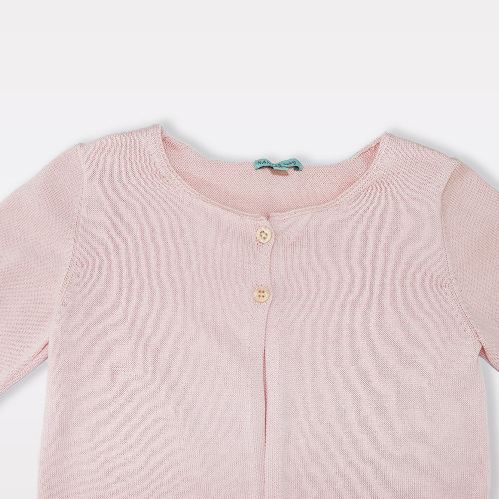 Nanos Baby Soft Pink Knit Button-Up Cardigan Jacket